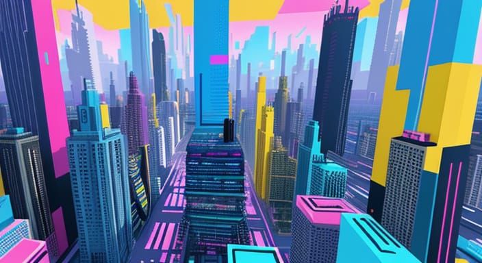 Abstract Virtual Reality Cityscape in Colorfield Style