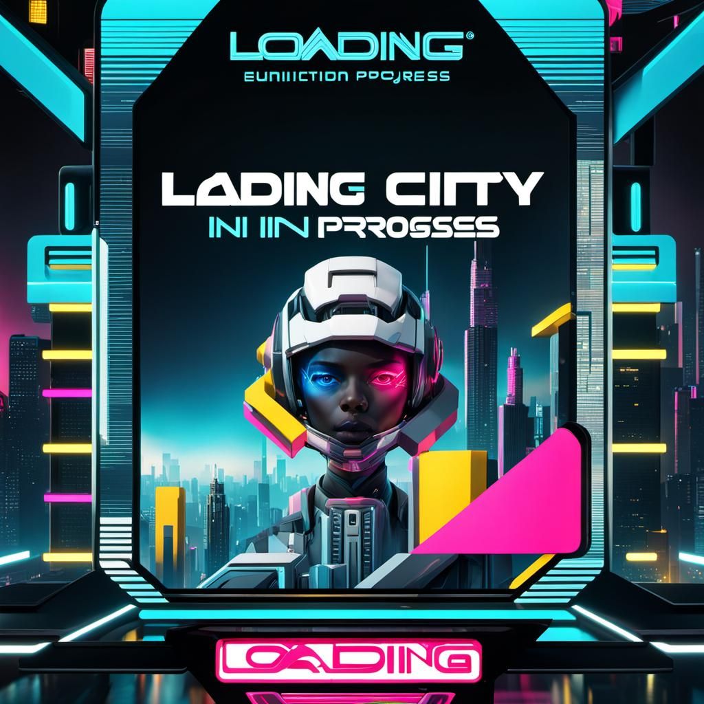 Futuristic Cyber City Loading Screen Art