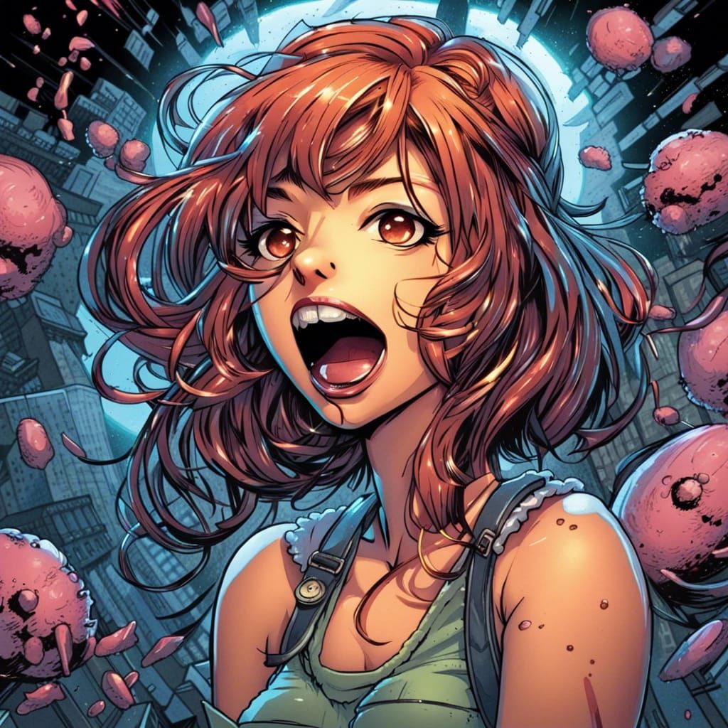 Anime Girl Sticking Tongue Out: Comic Book Art