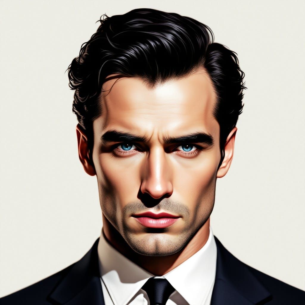 Handsome Gentleman in 1950s Film Noir Style Suit