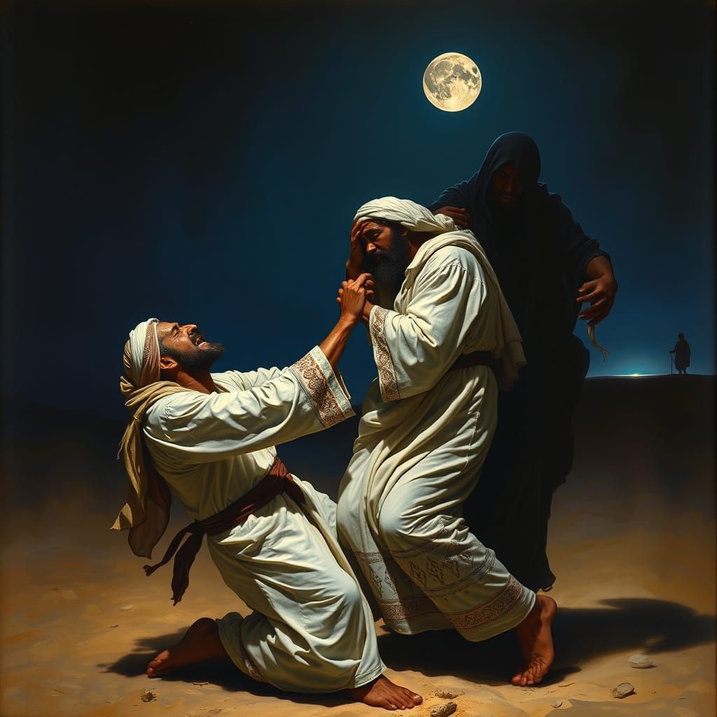 Arabian Jacob's Spiritual Struggle in the Desert Night
