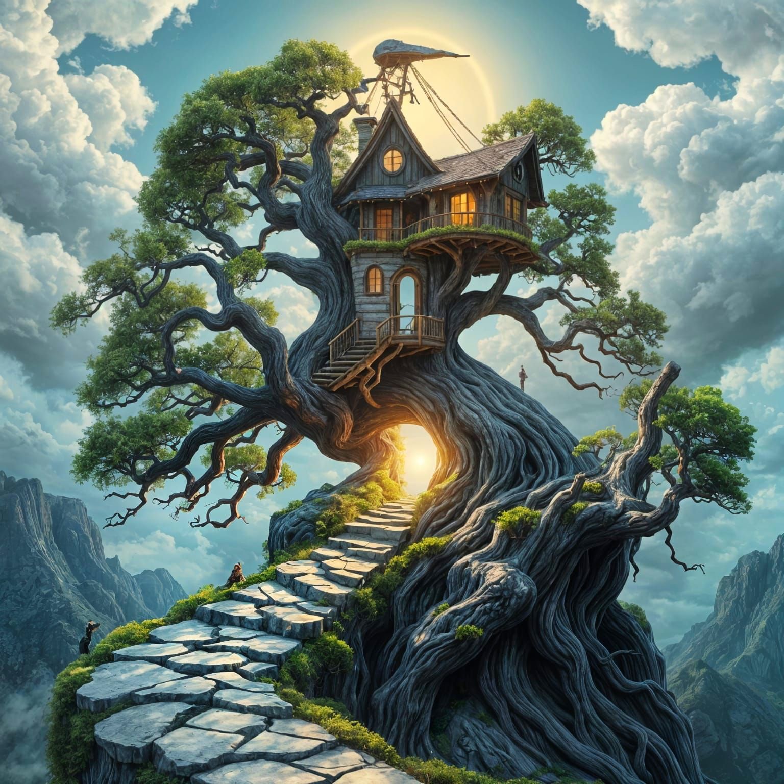 Surreal Treehouse with Bonsai Portal