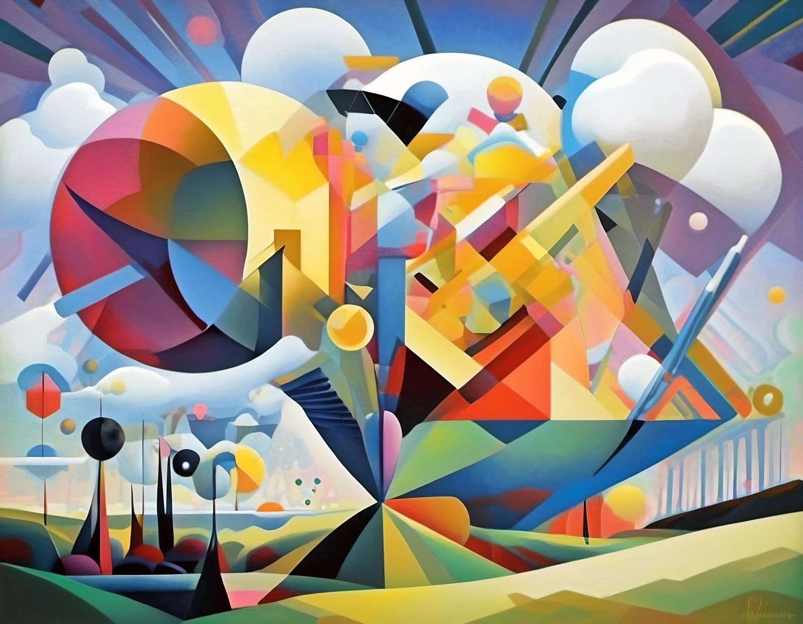 Geometric Fauvism: A Cubist Pop Art Landscape