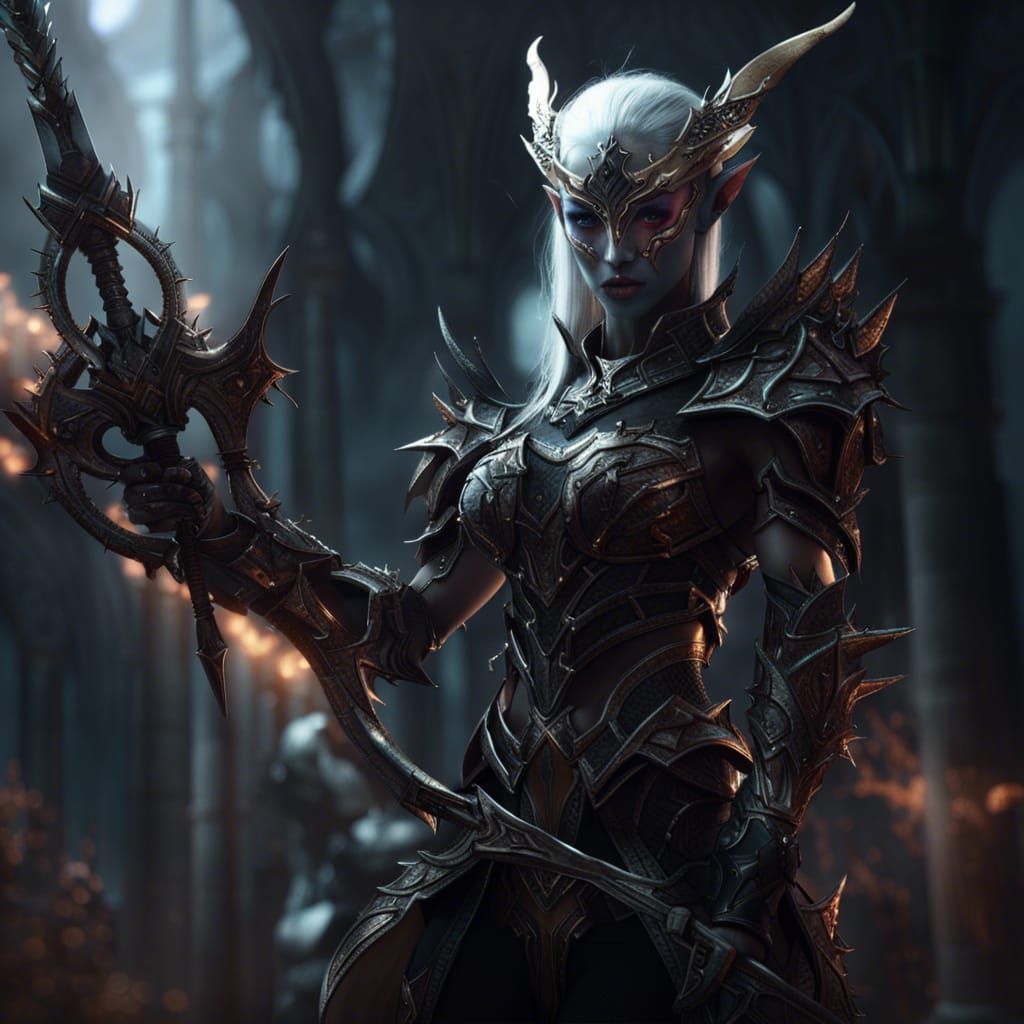 Lineage 2 Dark Elf in Draconic Armor