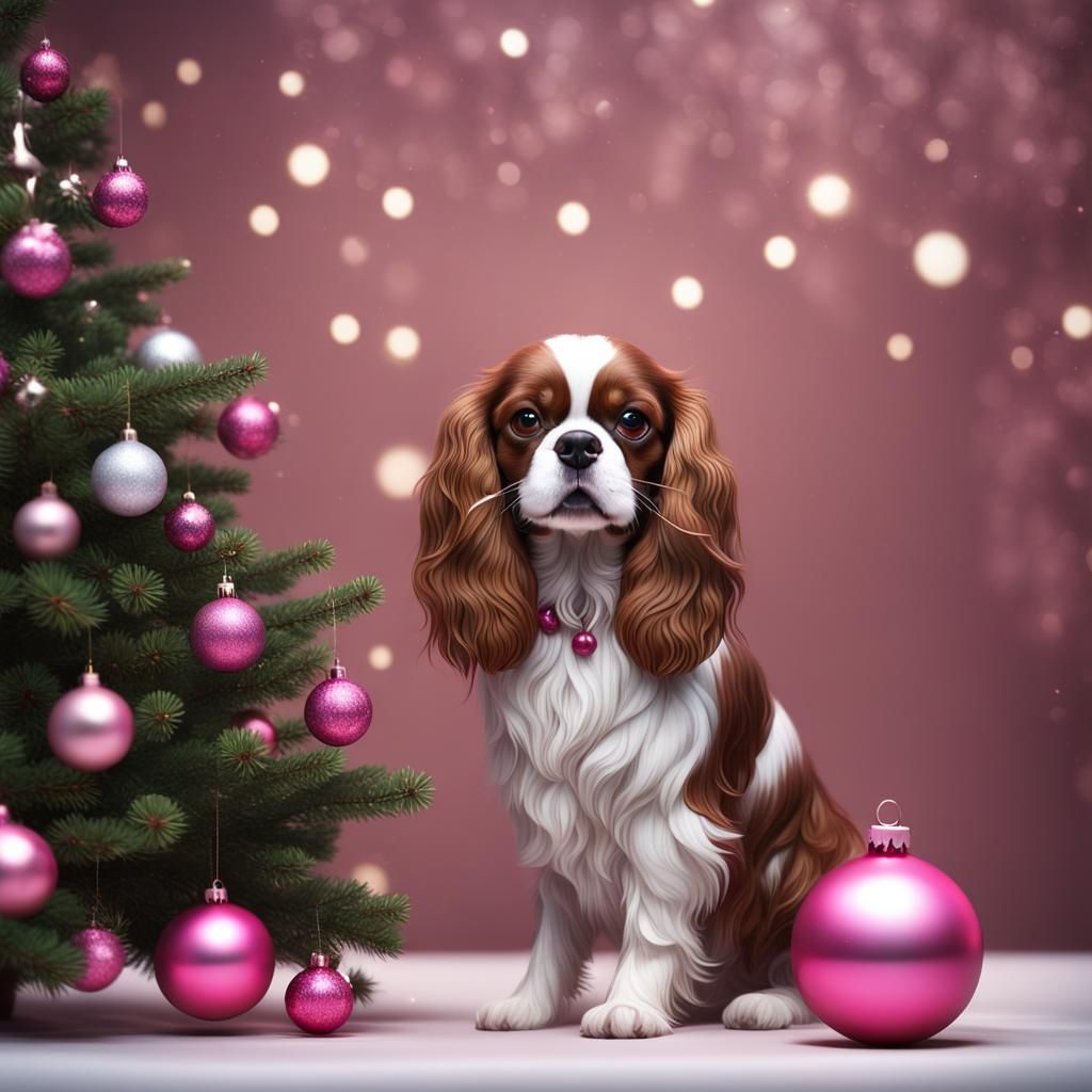 Festive King Charles Spaniel in a Christmas Scene