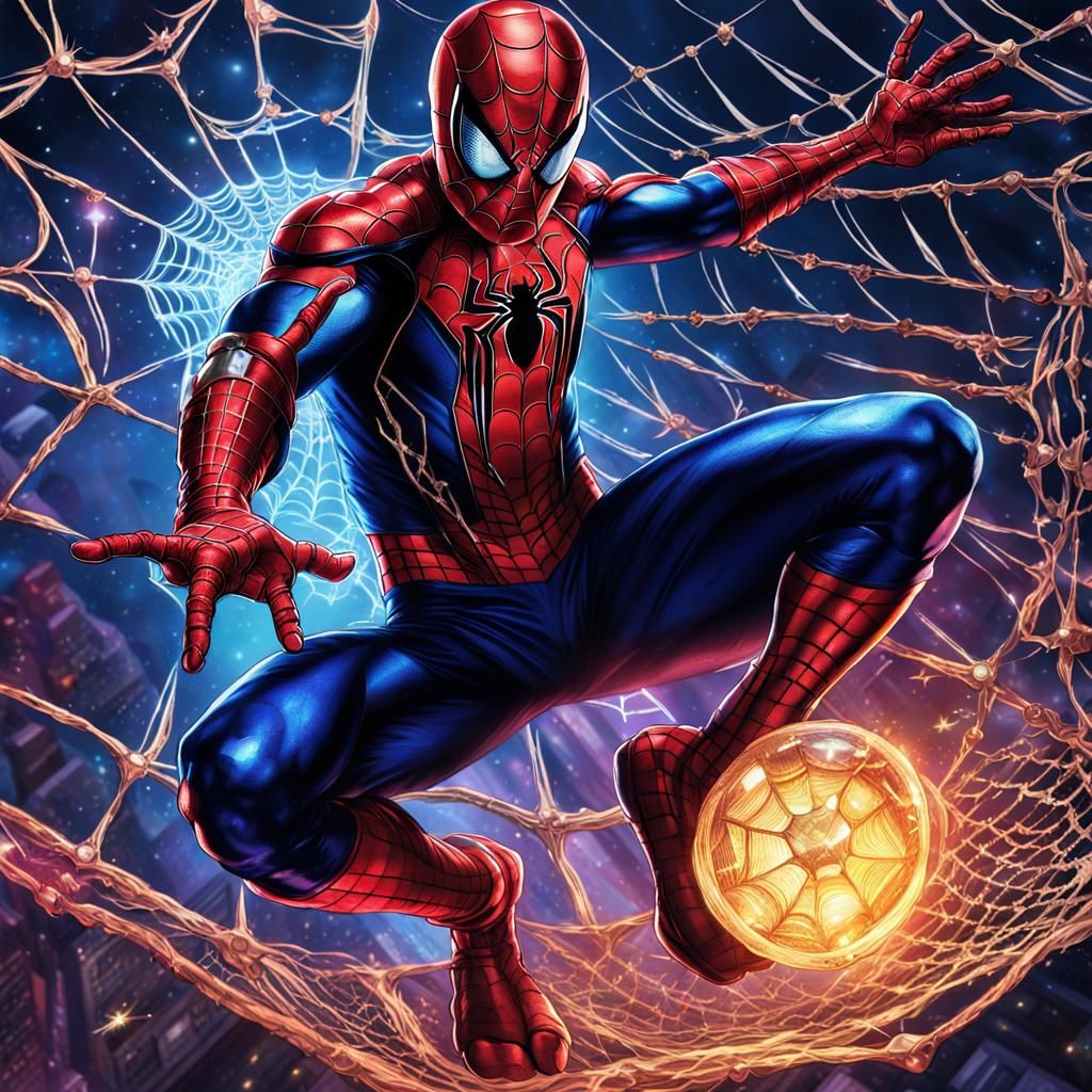 Spider-Man in Warhammer 40K Suit Fires Diamond Web