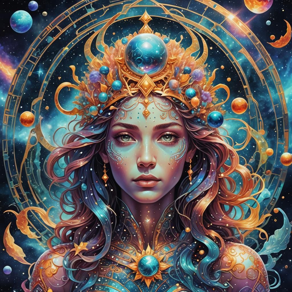 Holographic Aquarius Astral Cosmic Illustration