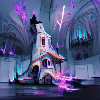Dramatic Gothic Cathedral at Night