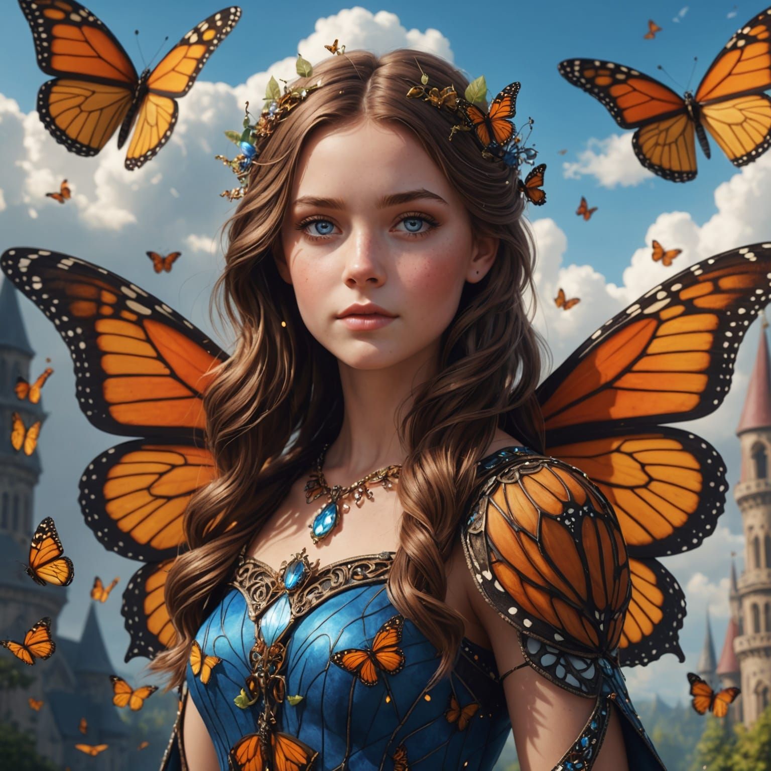 Girl in Butterfly Dress: Fantasy Concept Art