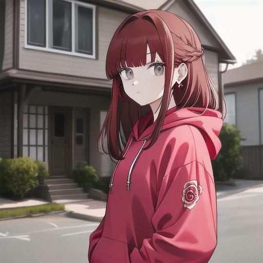 Girl with Ruby Earrings in Front of House