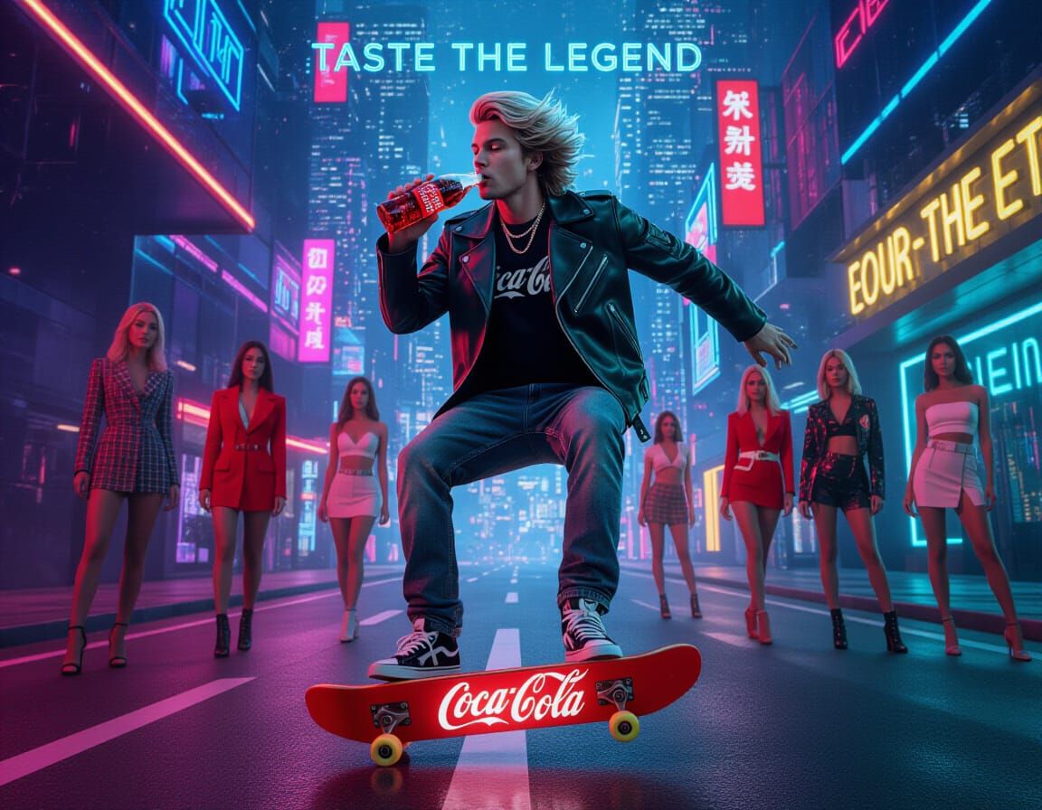 Coca-Cola Influencer in Retro-Futuristic Urban Fantasy