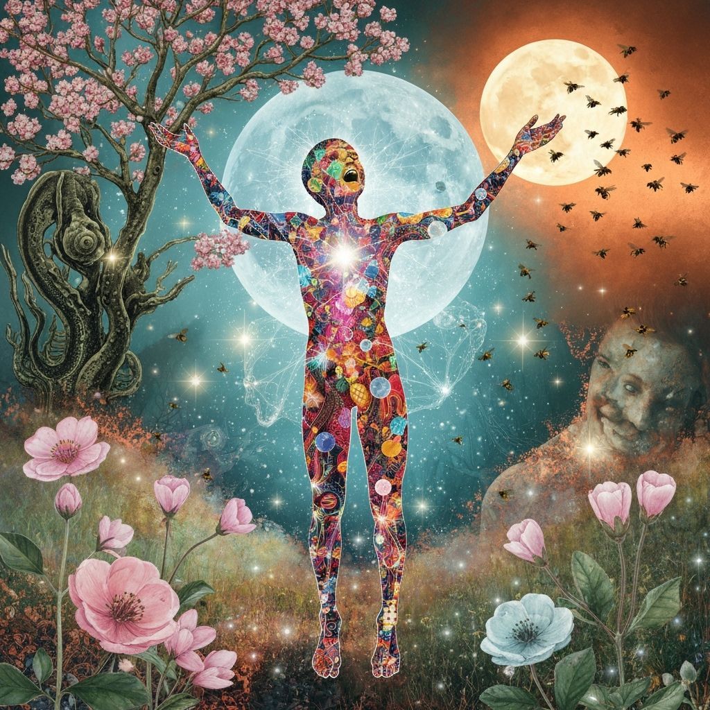 Bio Art Collage of Exile Rebel in Ethereal Forest