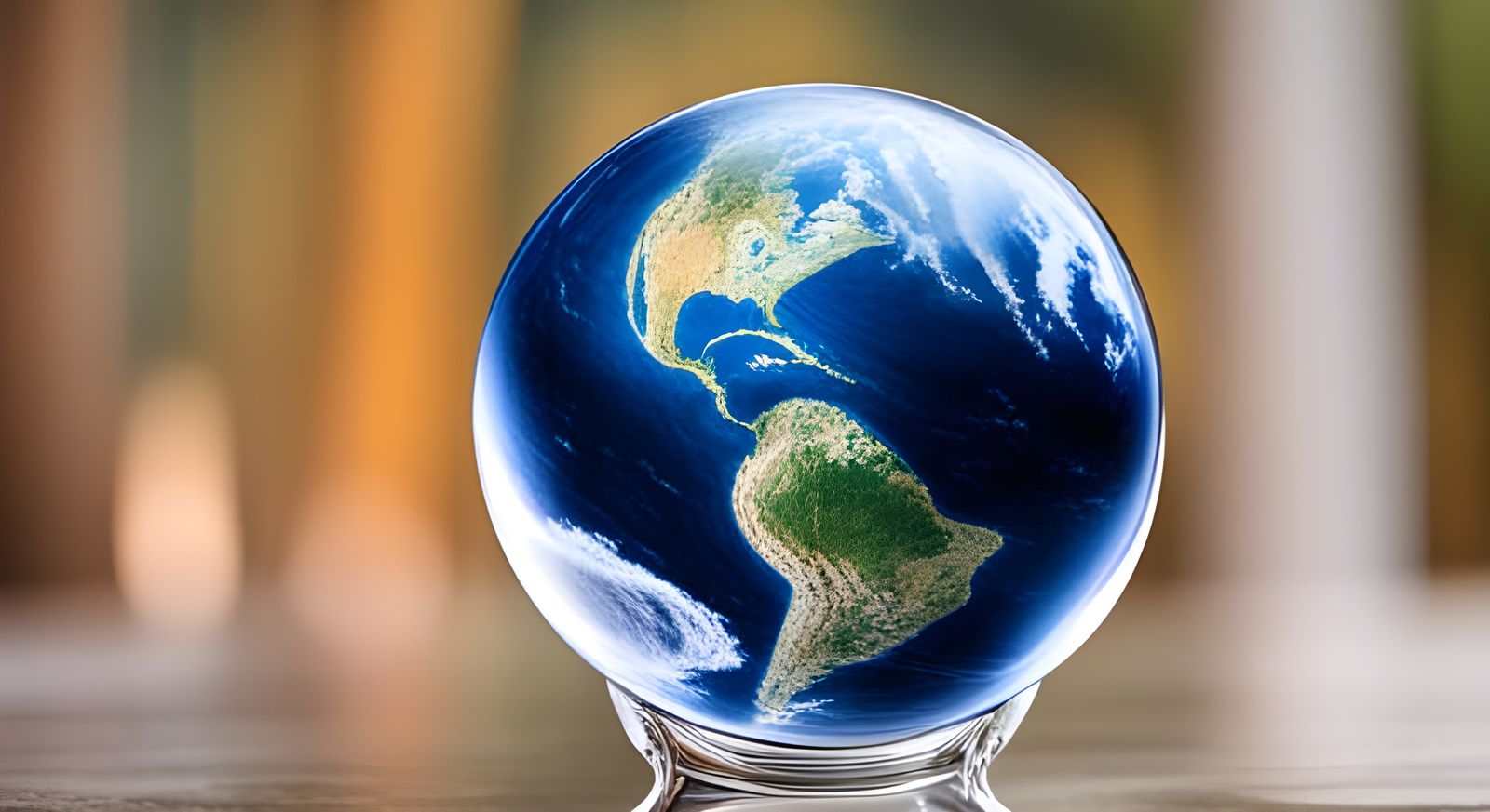 Earth Globe in Crystal Orb on Swarovski Stand