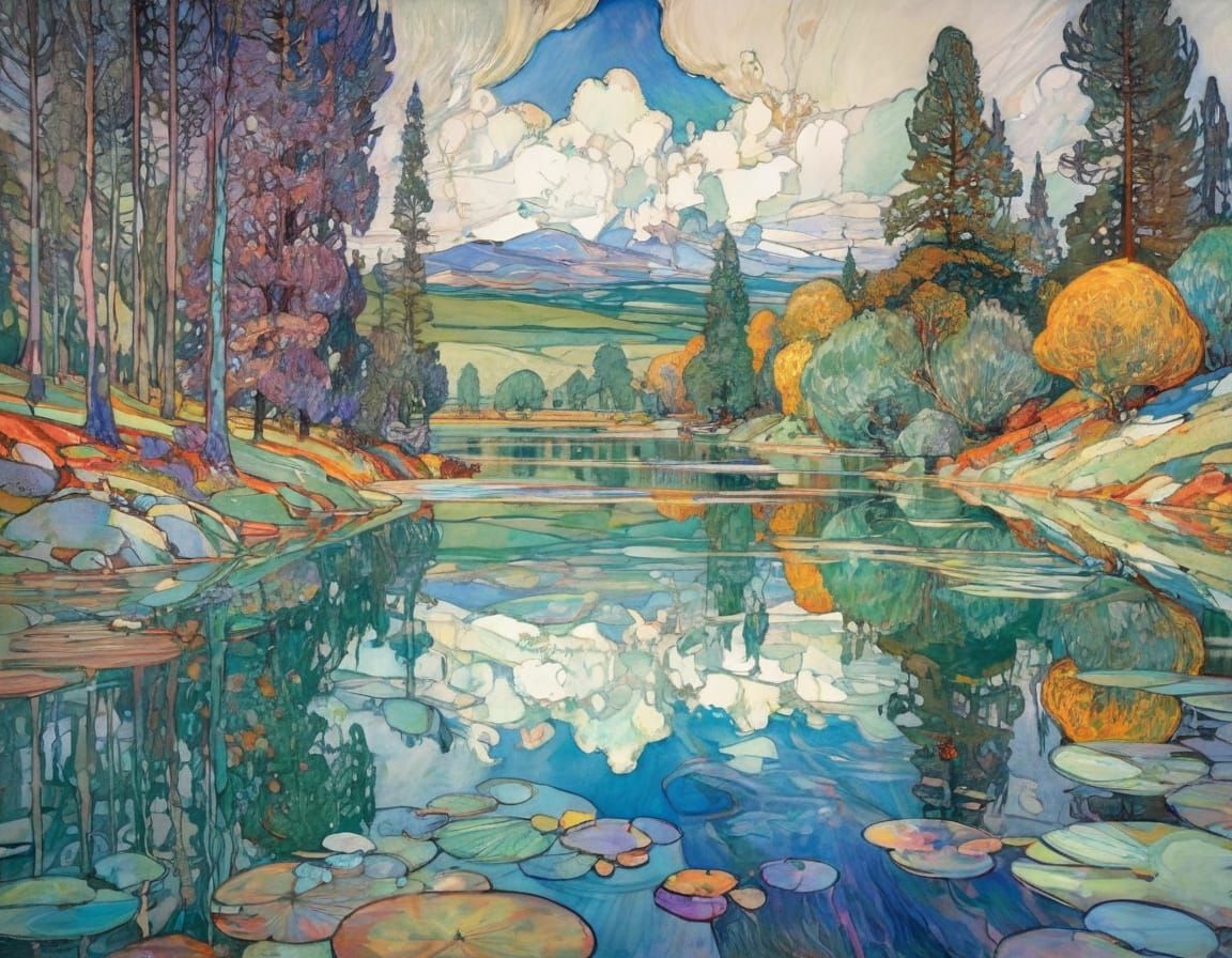 Vivid Lake of Glass in Triadic Colors