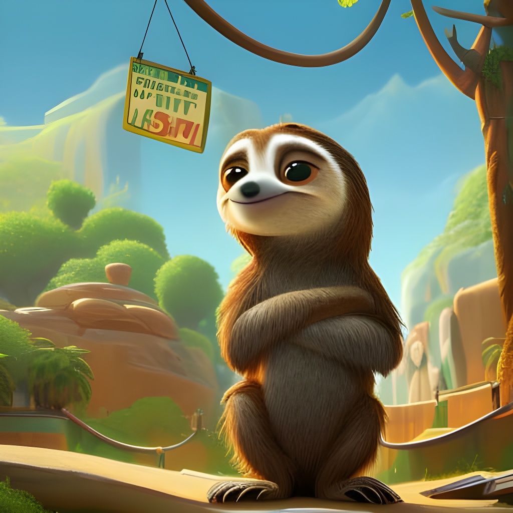 Zootopia Sloth in Detailed Matte Painting