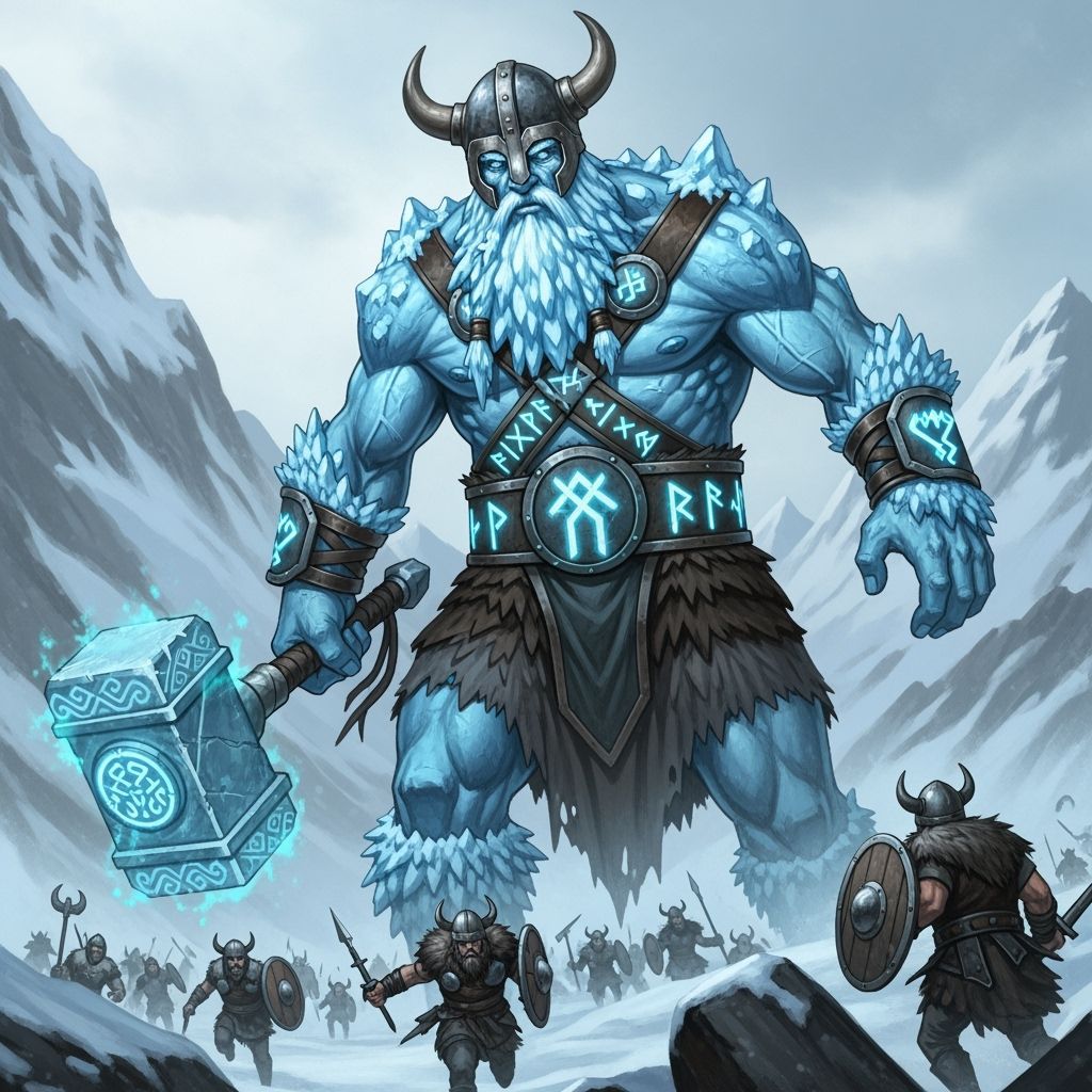 Titan Ice Giant in Comic Book Style