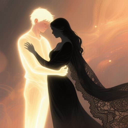 Light Embraces Shadow in Ethereal Digital Art