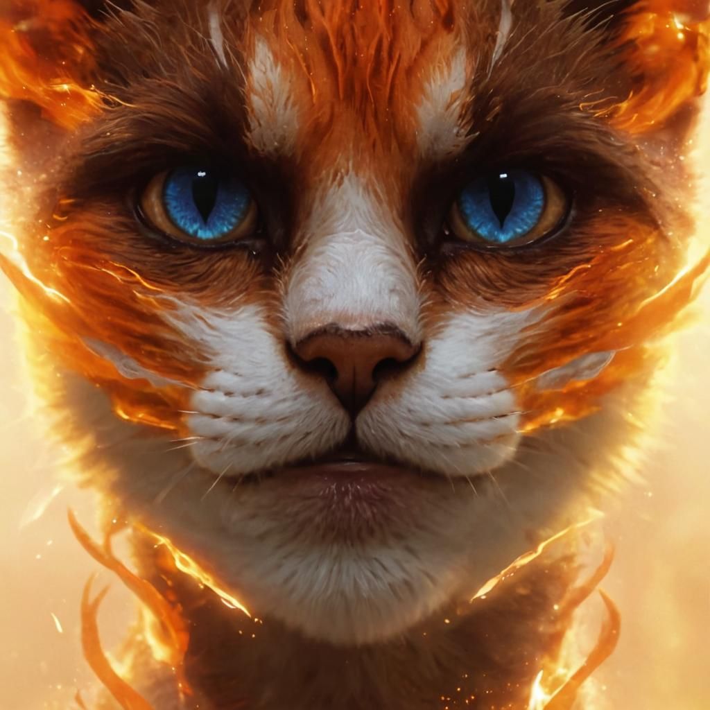 Fiery Feline Soul in Detailed Matte Painting