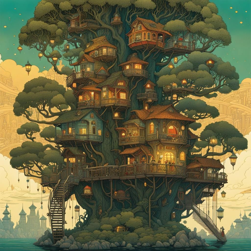 Eldritch Treehouse: Surreal Concept Art
