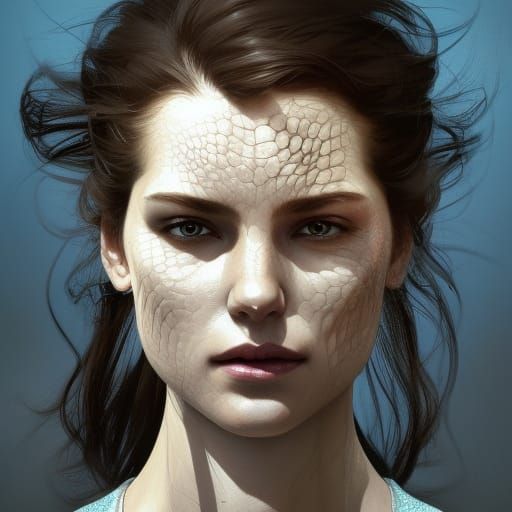 Crocodile Humanoid Portrait in Hyperdetailed Art Style