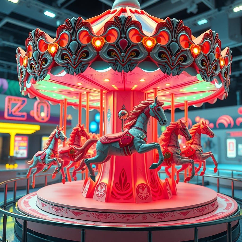 Futuristic Robotic Carousel With Origami Details