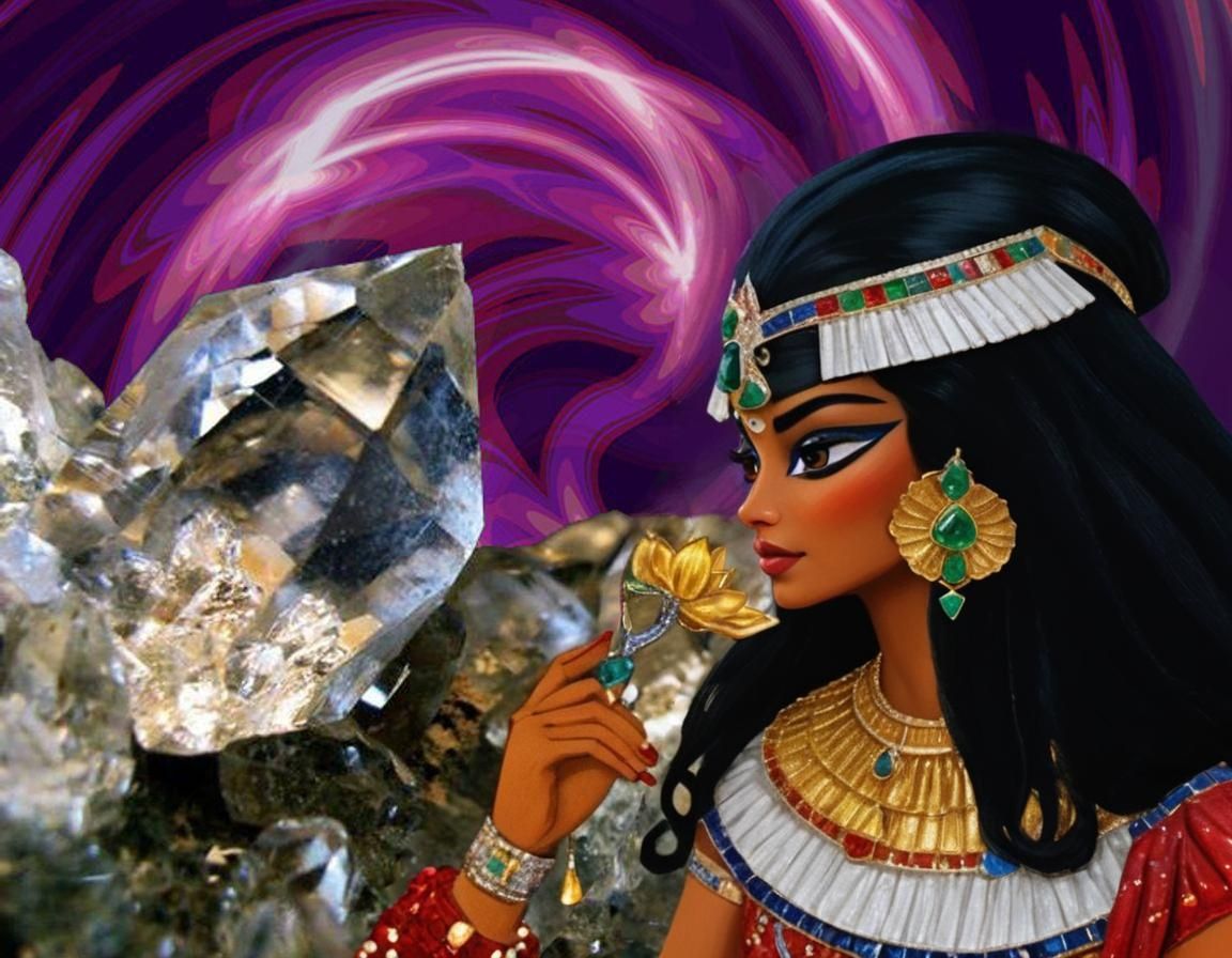 Beautiful Egyptian Princess with Lotus Flower in 3D