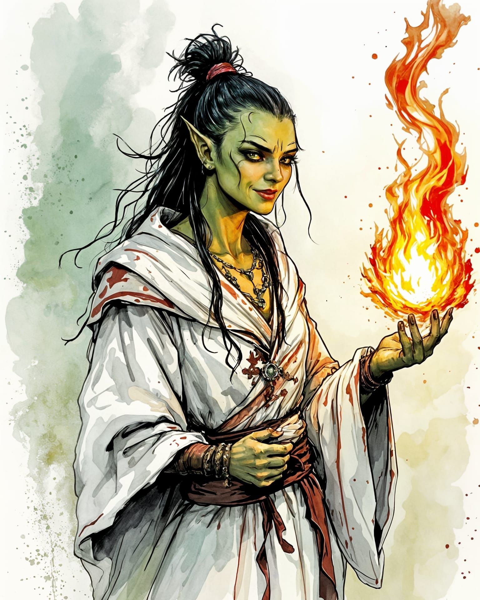 Forgotten Flame Oracle in Deep Ink Drawings