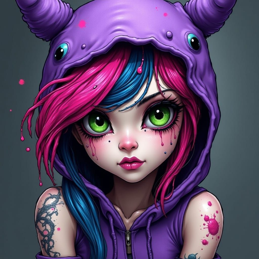 Vibrant Monster Hoodie with Playful Expression