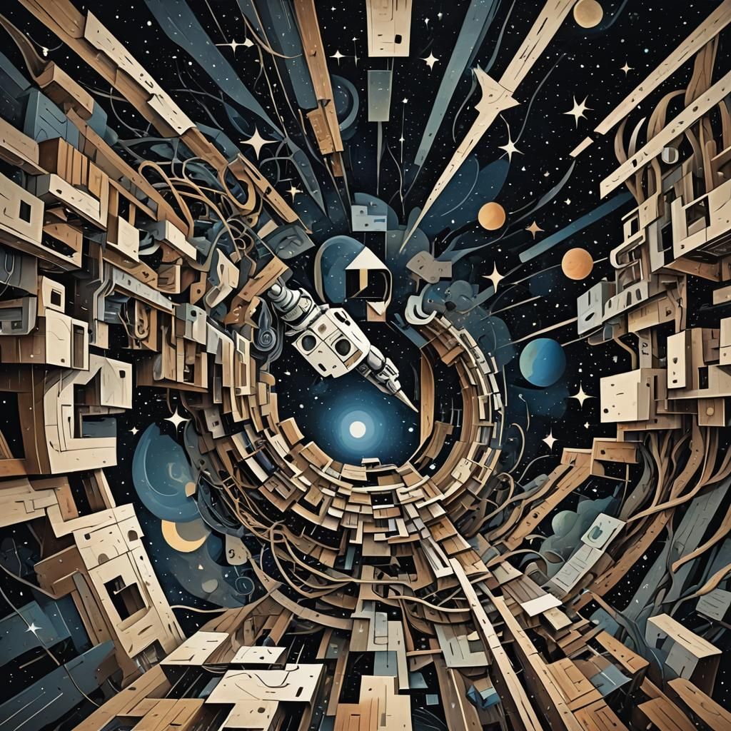 Apocalyptic Spaceman in Cubist Style