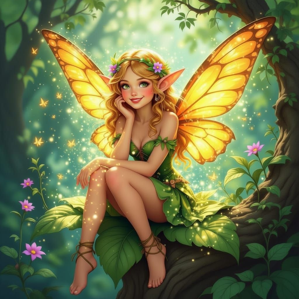 Enchanting Fairy With Colorful Wings Smiling