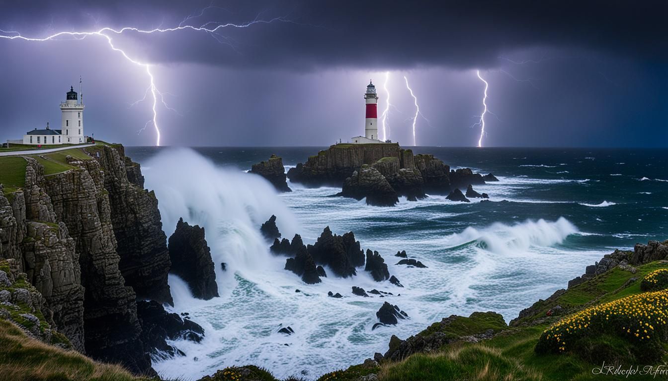 Lighthouse in France During a Storm
