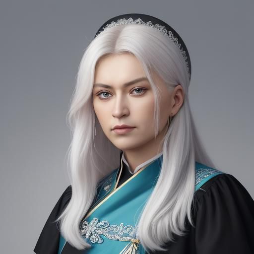 Medieval Leader Observing Subjects in Byzantine Style