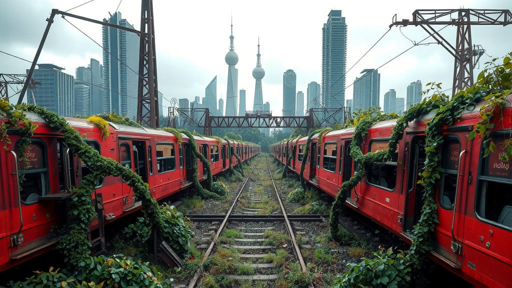 Post-Apocalyptic Subway Reclaimed by Nature