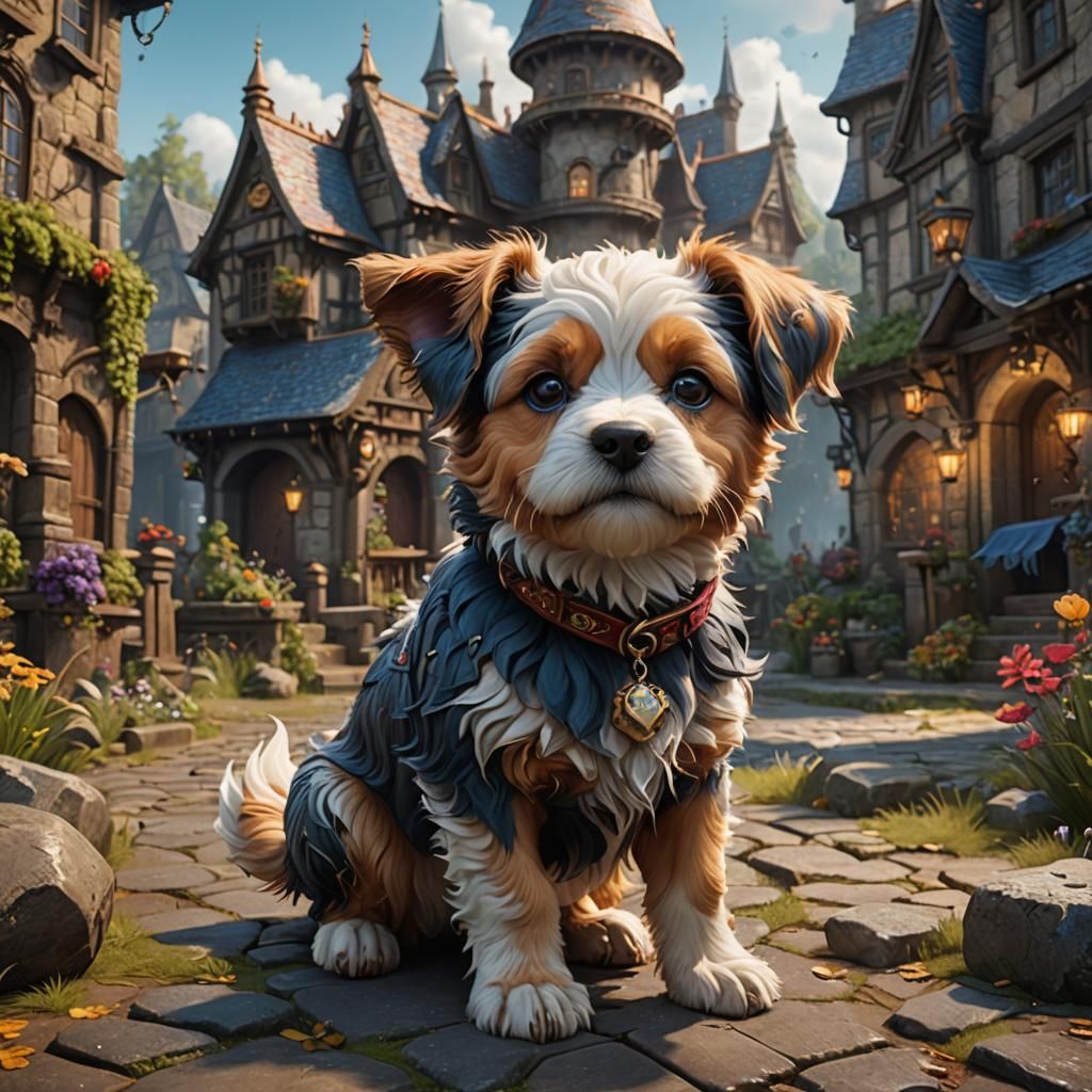 Cute Dog in Detailed Fantasy Art, 8K