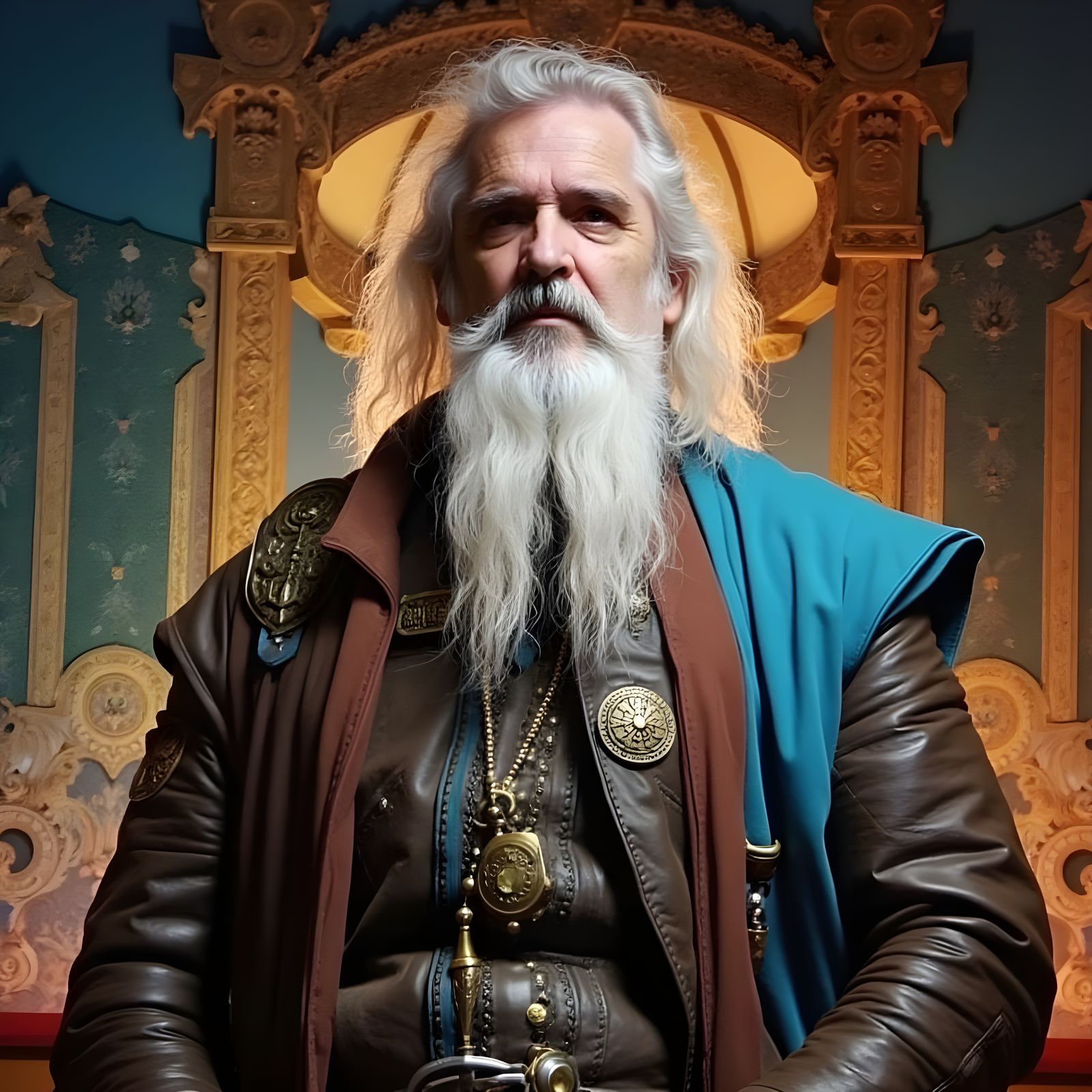 Viking Warrior Portrait in Art Nouveau Style