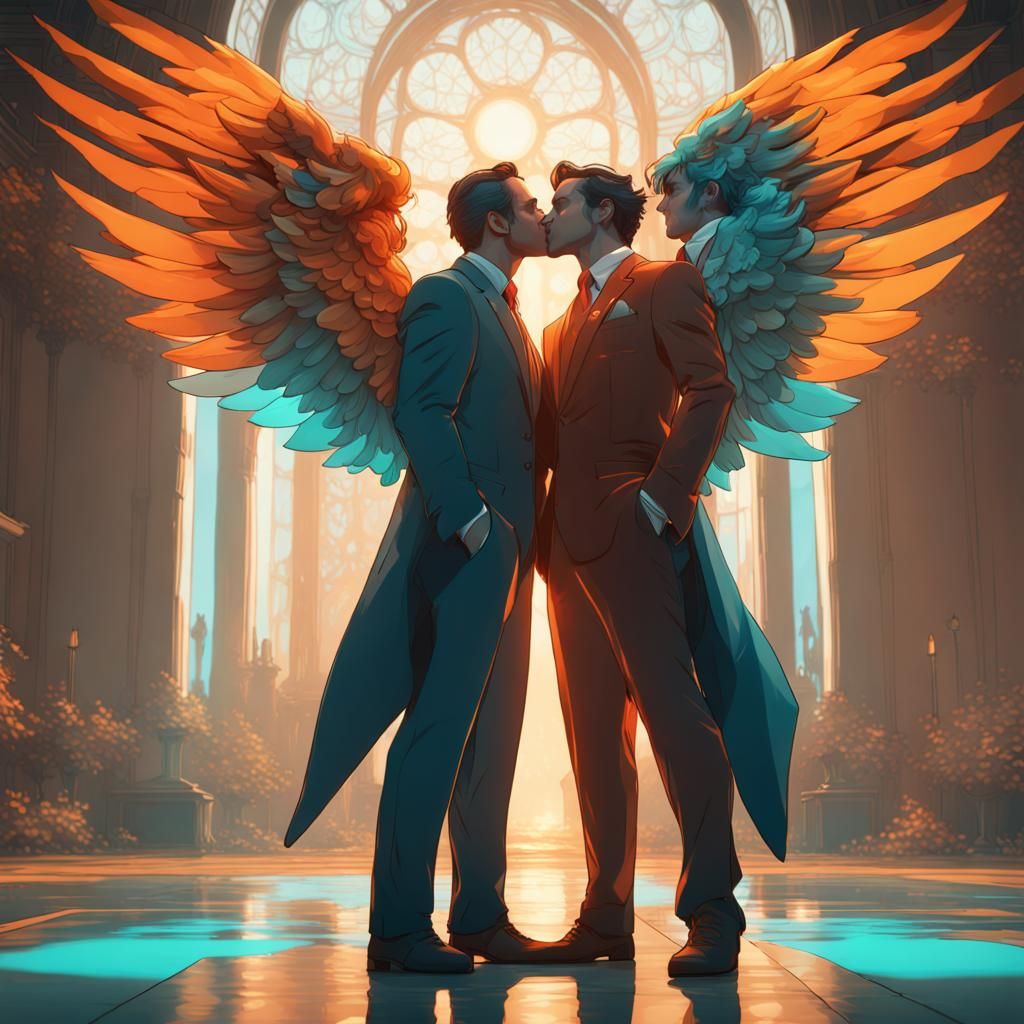 Angels Kissing: Hyperdetailed Concept Art