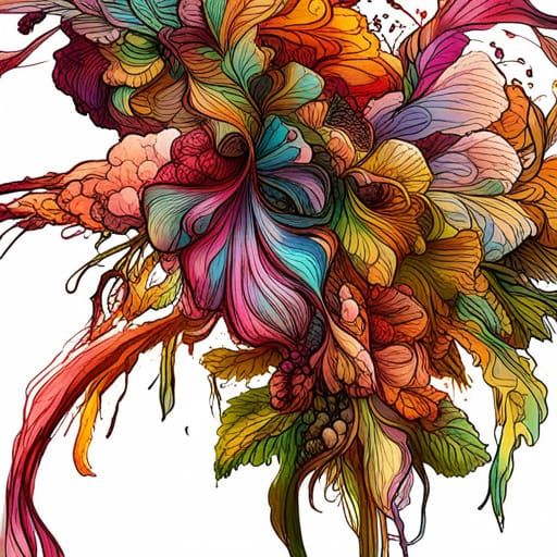 Cascading Wildflowers in Bronze Outline