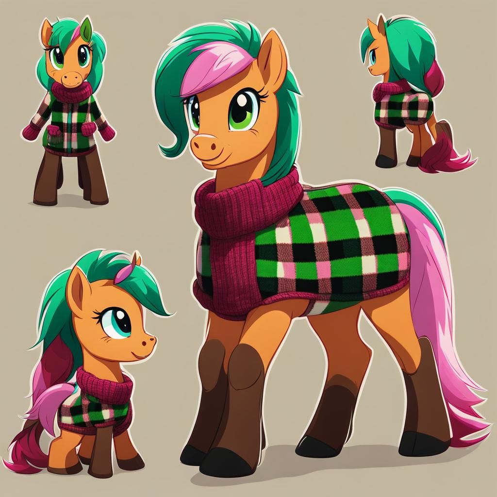 Anthro Pony with Plaid Sweater
