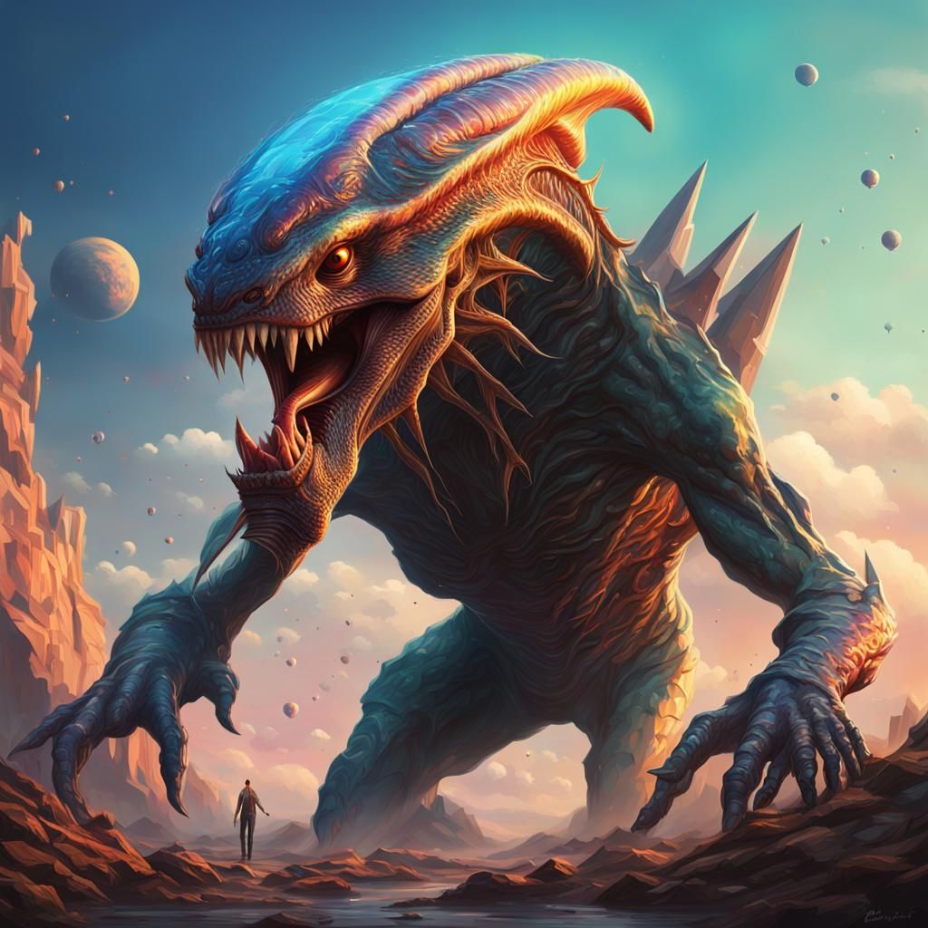 Hyperrealistic Alien Creature on Home Planet