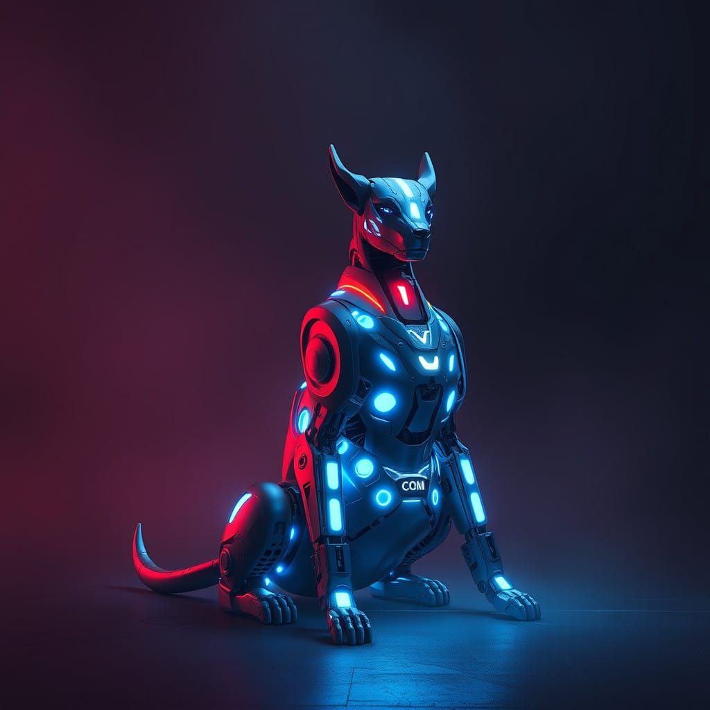 Cyberpunk Canine in Neon Haze