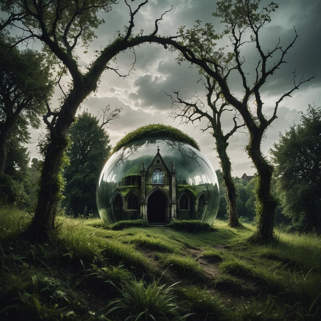 Glass Sphere World with Gothic Arch and Ambient Light