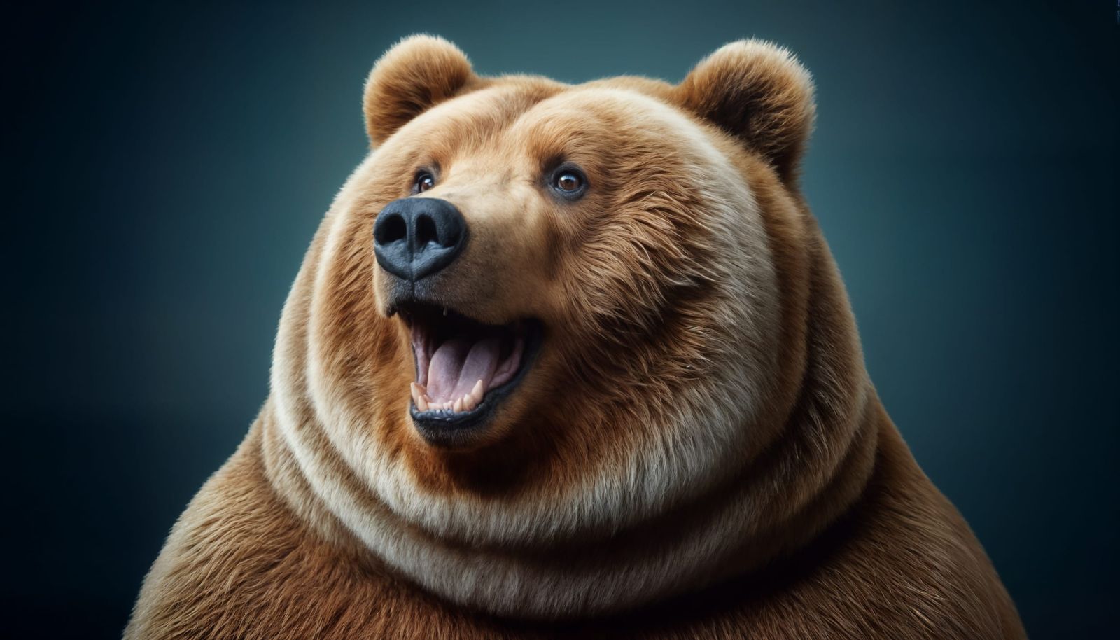 Surprised Obese Kodiak Bear in Studio Photograph