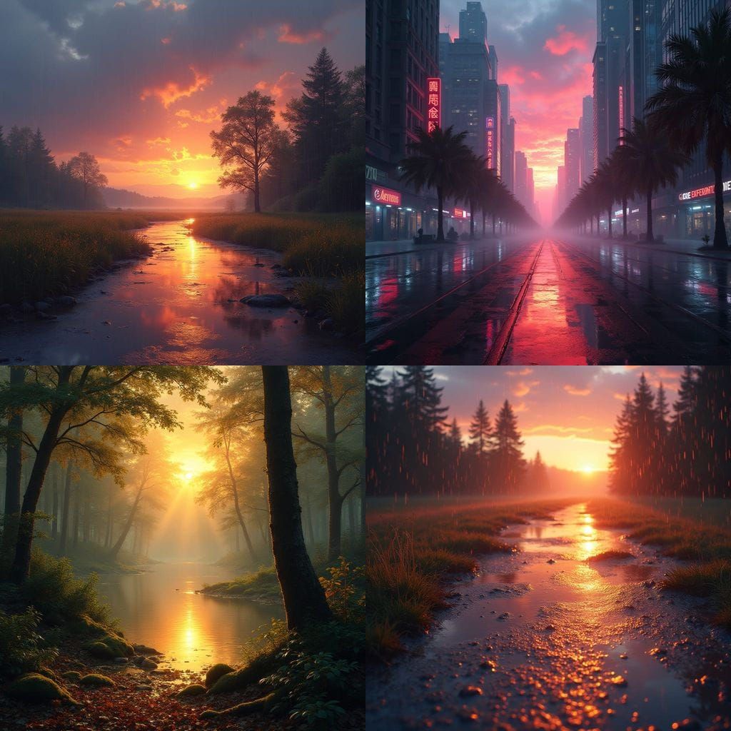 Vibrant Sunset Reflections After Rain