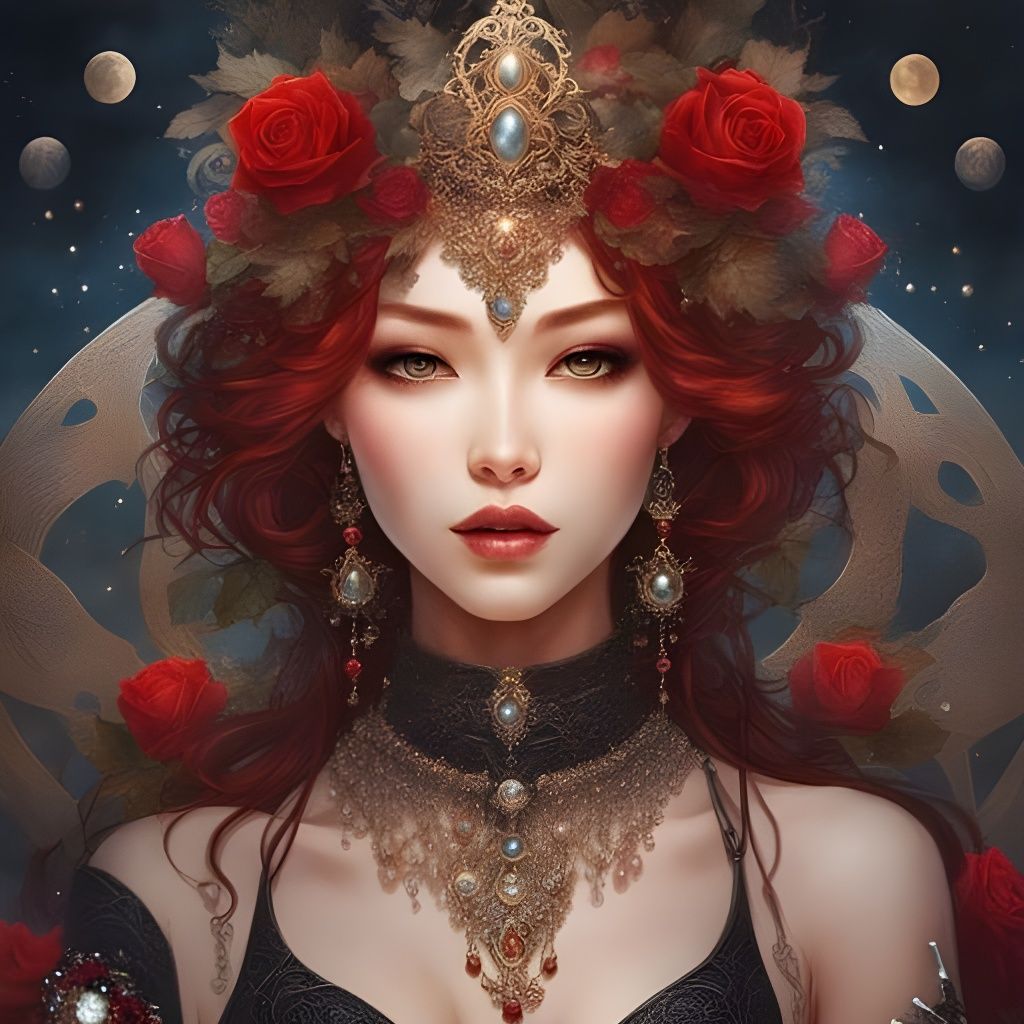 Gothic Japanese Princess Portrait in Space