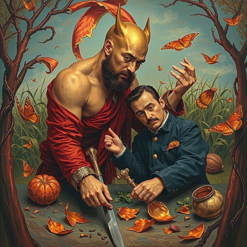 Metallic Swirls of Red and Gold