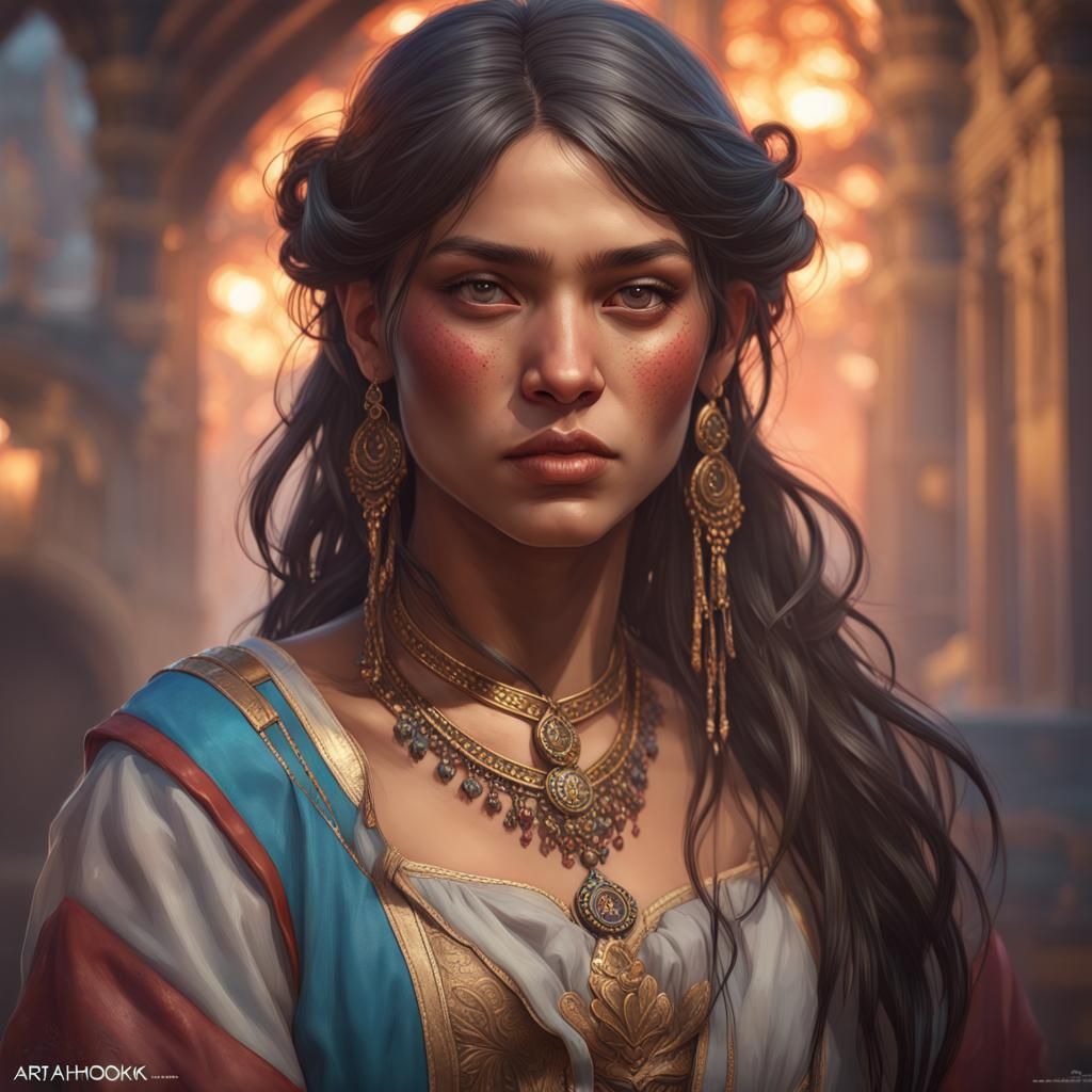 Detailed Portrait of a Mixed Heritage Girl