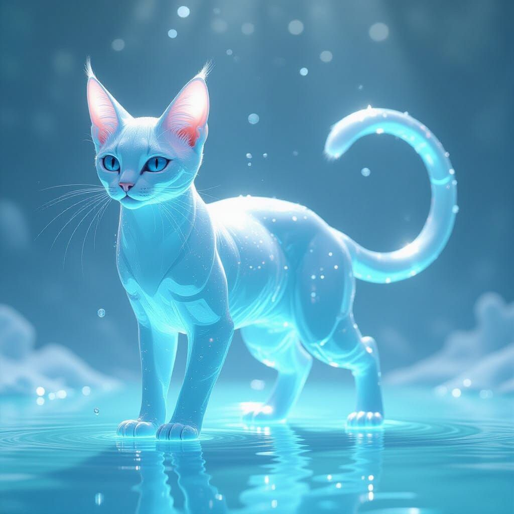 Aqua Cat: A Water-Based Feline in Futuristic Style
