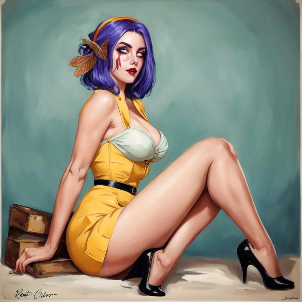 Night Elf Pinup Style Portrait