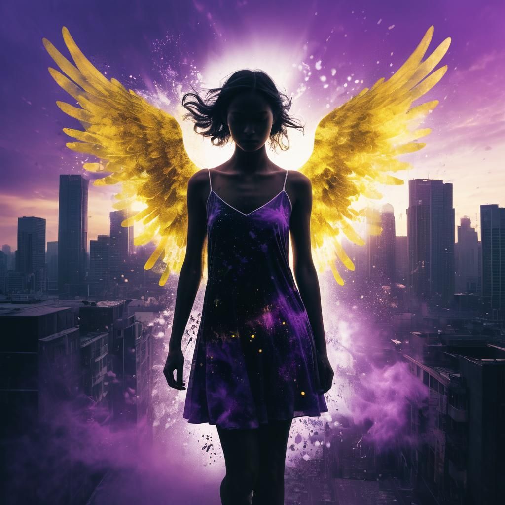 Fallen Angel in Double Exposure Splash Art