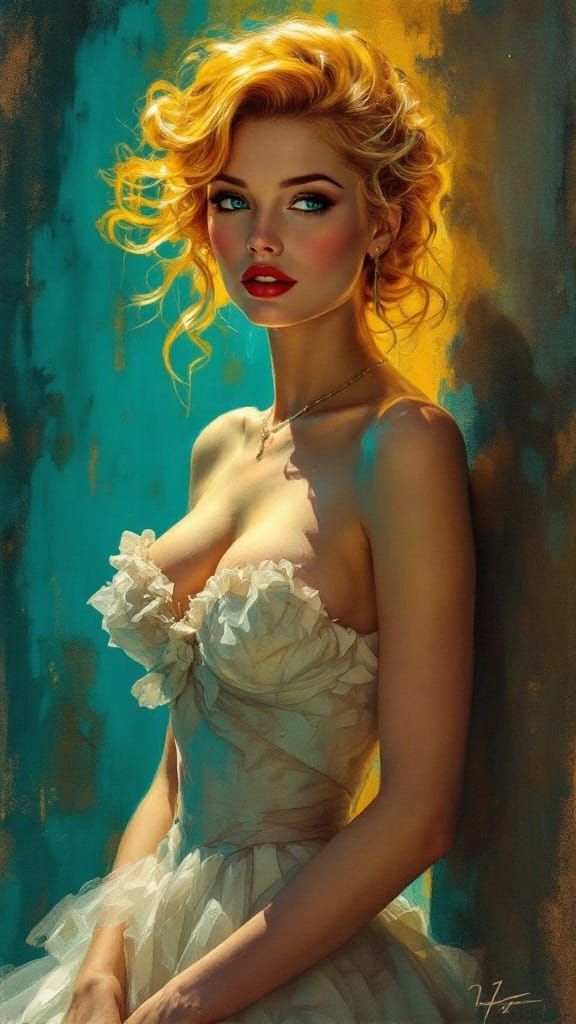 1950s Pin-Up in Impressionist Style